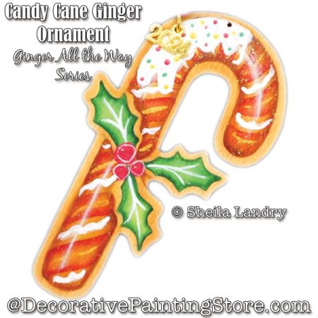 Candy Cane Ginger Ornament - Ginger All the Way Series Painting Pattern - Sheila Landry
